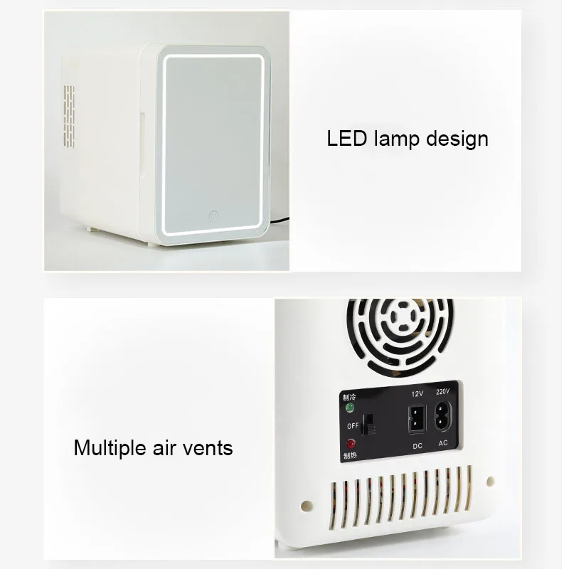 Fabrycznie Nowe Mini Lusterko Kosmetyczne Lodówka - Przenośna Lodówka z Zamrażarką do Sypialni, Osobisty Organizer na Kosmetyki do Makijażu ​