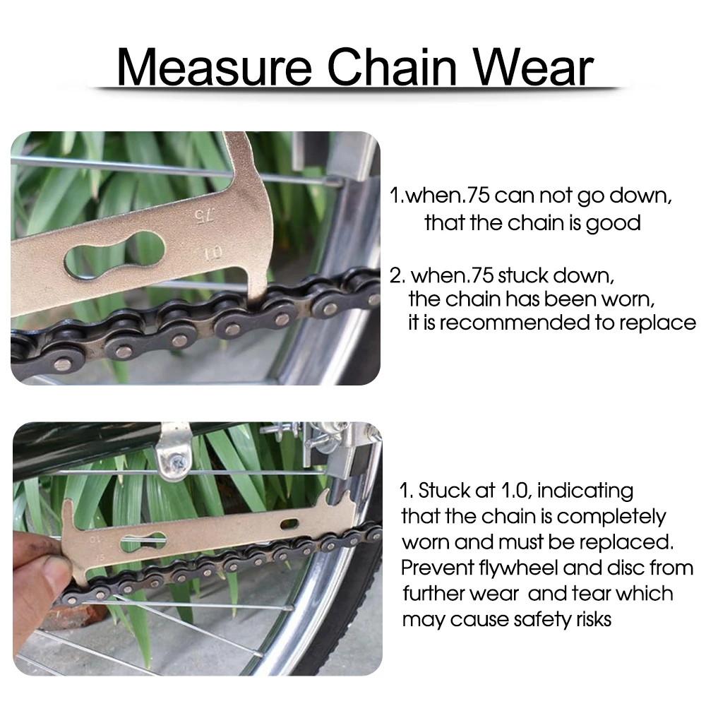 Bicycle Chain Wear Checker Repair Tool Bike Chains Gauge Measurement Ruler MTB Chain Replacement Repair Tool Cycling Accessories