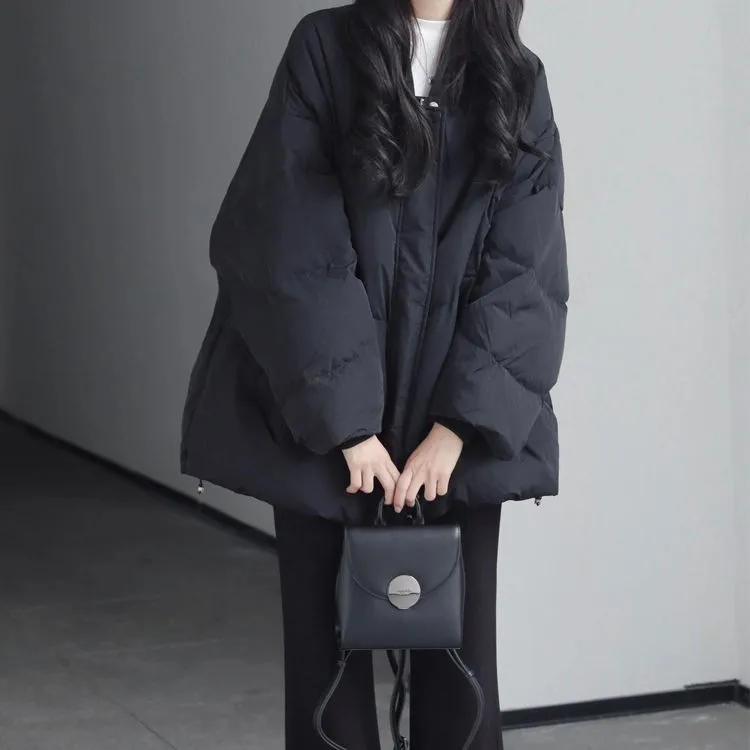 Black Loose Cotton-padded Jacket Women's Autumn and Winter Fashion Warm Cotton-padded Clothes Korean Short Coat