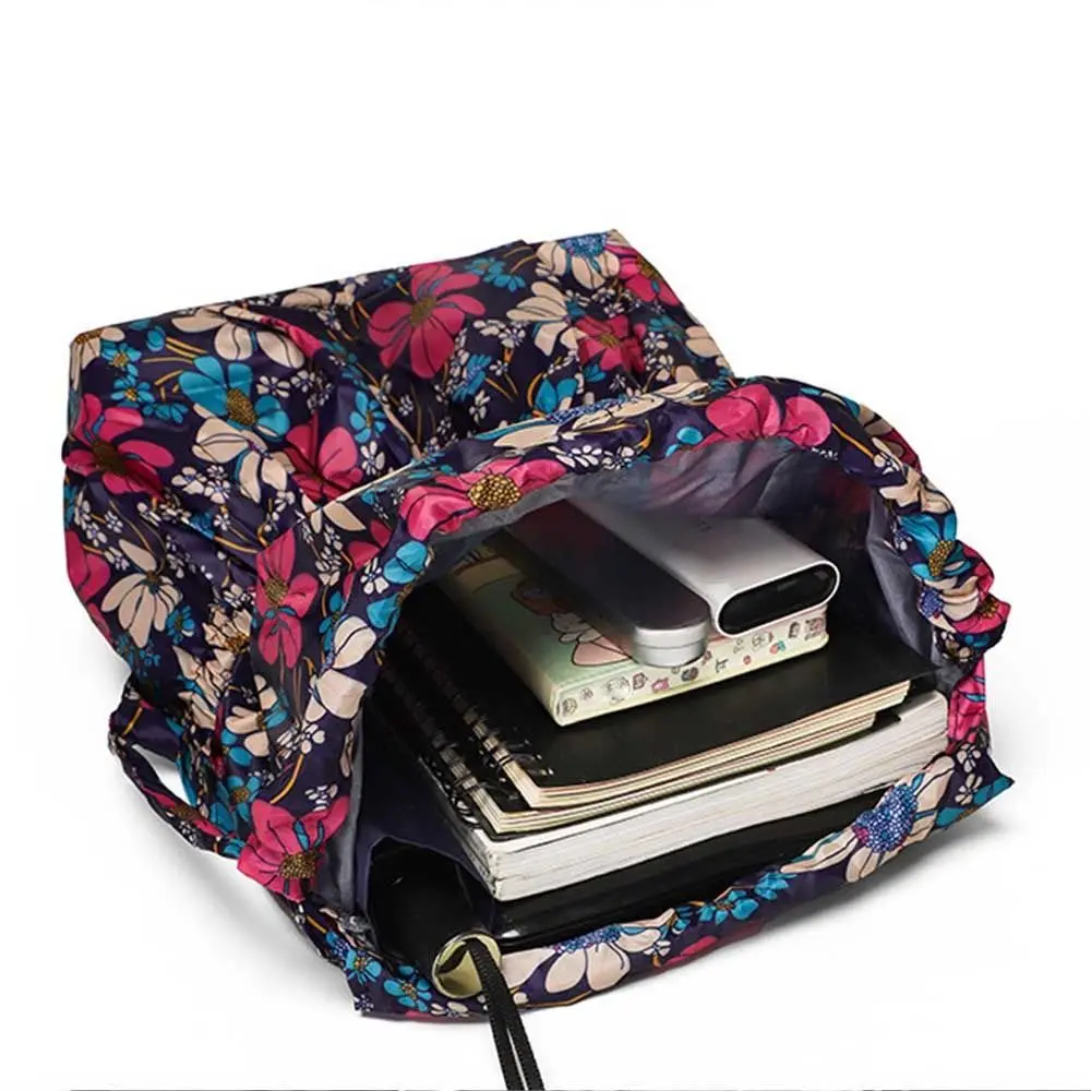 Polyester Drawstring Bag Multifunctional Large Capacity Waterproof Backpacks Lightweight Fold Travel Bag Ladies