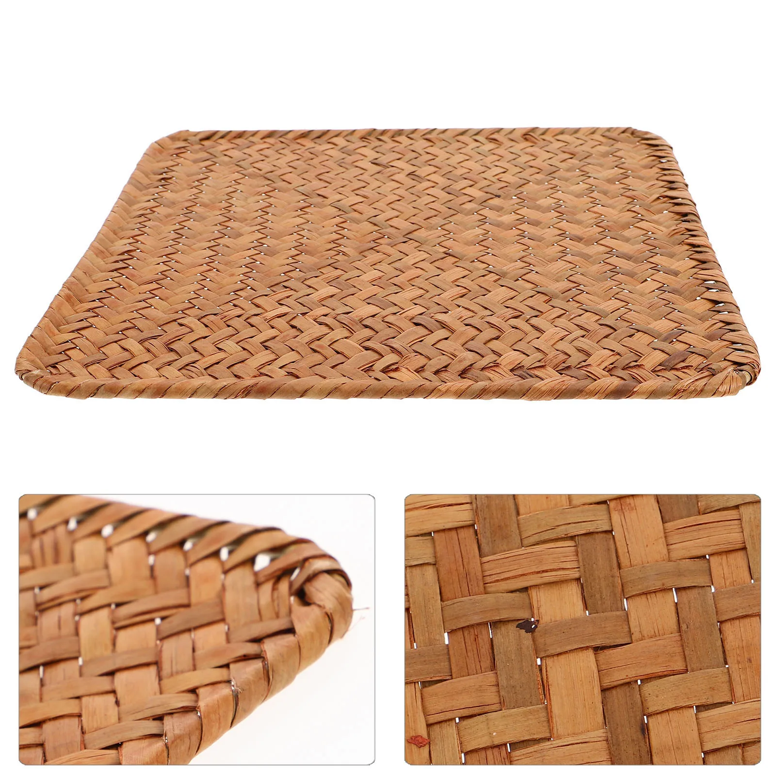 

Vintage Woven Seagrass Placemats 20X20Cm Heat Resistant Non Slip Table Mats For Dining Room Coffee Mugs Tea Cups Rectangular