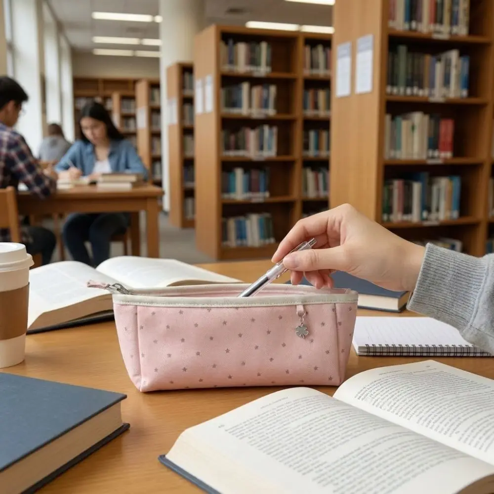 Large Capacity Star Pattern Pencil Case Multi-functional Zipper Portable Pencil Pouch Lightweight Pencil Bag Students