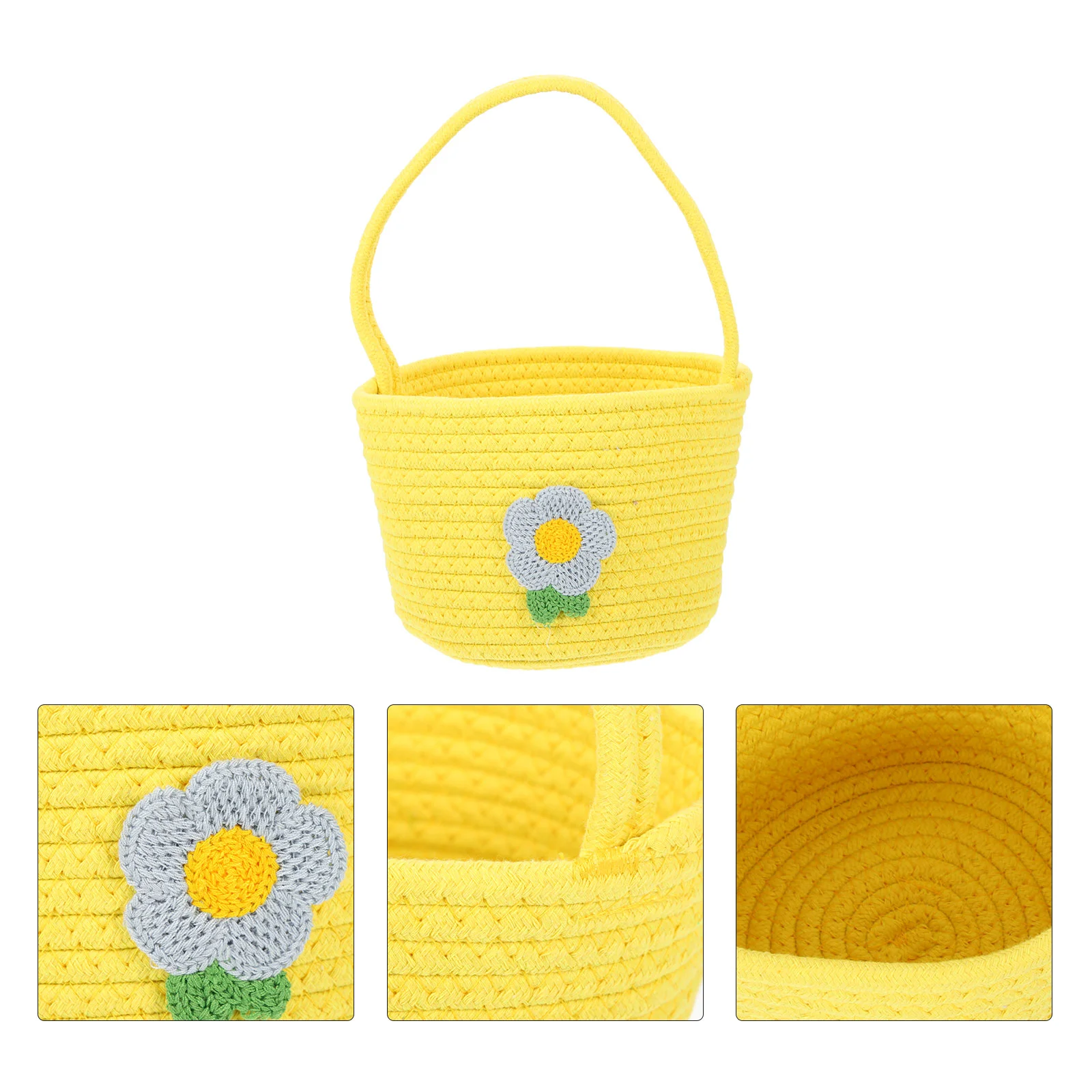 

Portable Knitted Basket Rope Woven Kids Cute Picnic Baskets with Handles Fruit Weaving Children's Multipurpose Holder