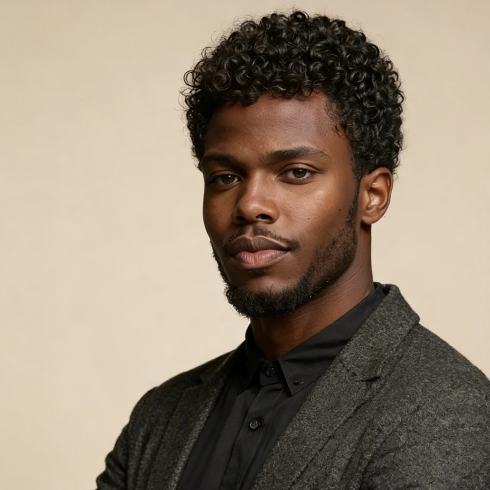 Men's Wig Pixie Cut Human Hair Afro Curly Hair wig Black Hair Color Machine Made Length 6 Inches Density 180% Suitable For Daily - Image 3