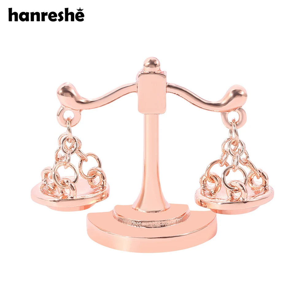 Hanreshe Creative Lawyer Libra Pin Rose Gold Color Brooch Fair Theme Jewelry Backpack Lapel Badge for Women Girls