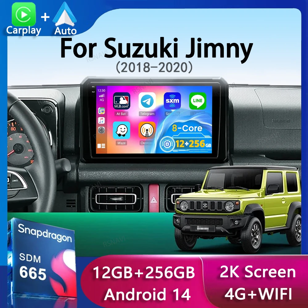 Android 14 Carplay Auto Car Radio For Suzuki Jimny 2018 2019 2020 Multimedia Video Player GPS Navigation DSP 2Din DVD Stereo 4G