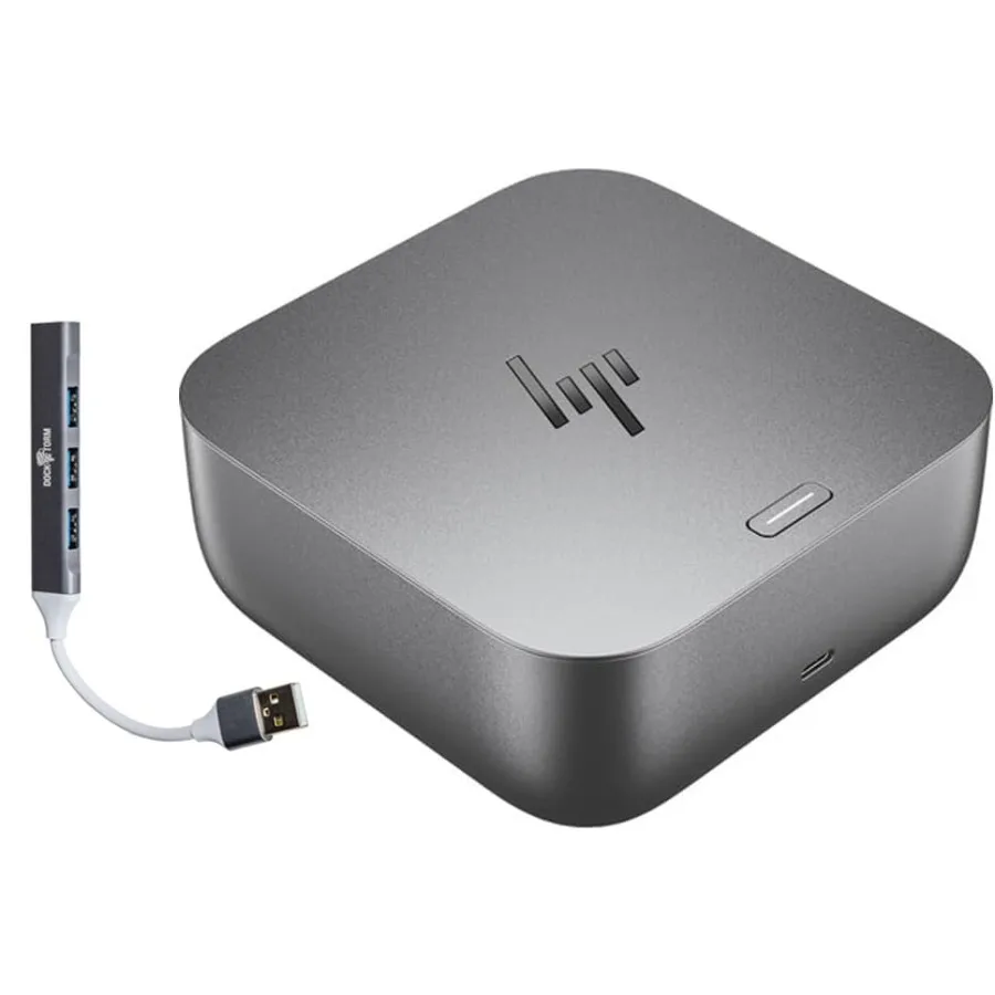 

Thunderbolt 4 Ultra Dock Port Replicator Bundle for laptop docking: aluminum, black, 180W charging high-speed data transfer via
