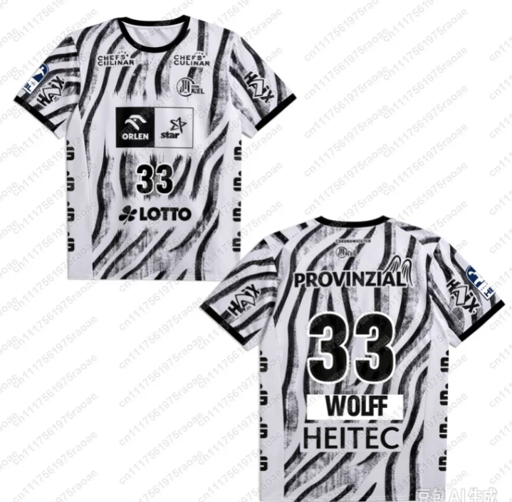 2026-27 Andreas Wolff # 33 THW Kiel Home Handball Match Trikot Atmungsaktives, lockeres Outdoor-Sport-T-Shirt für Erwachsene, schnell trocknende Sportbekleidung – Detail 7