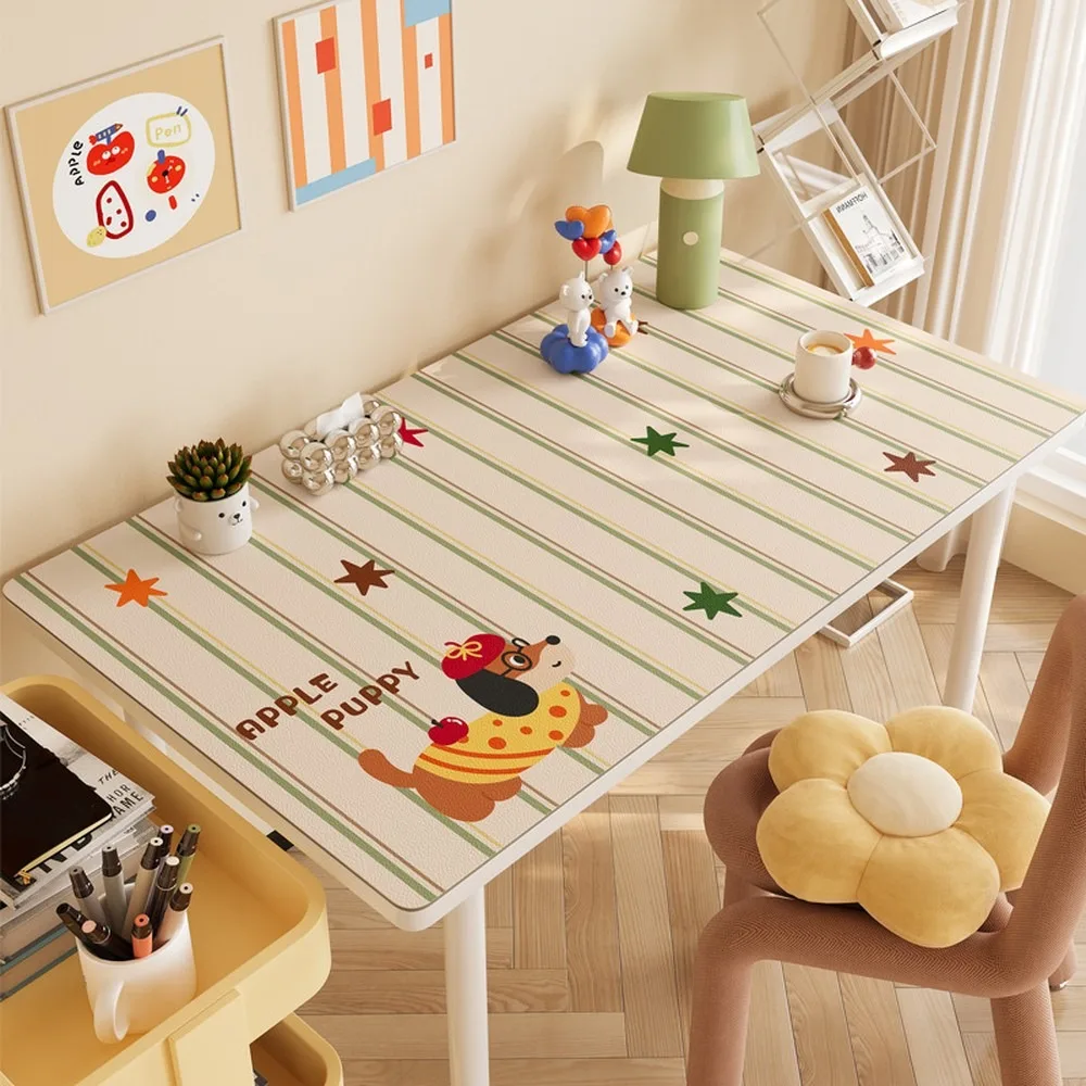 Leather Rectangle Desk Pad for Kids Computer Desk Mat Table Cloth Student Study Table Cover Office Waterproof Table Protector