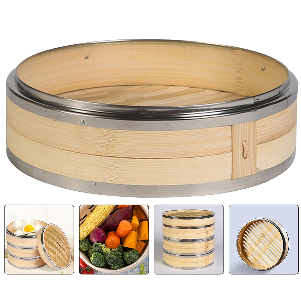 

Bamboo Food Steamer 3-Tier Large Capacity Bamboo Steaming Basket For Dumplings Fish Vegetables Kitchen Cooking