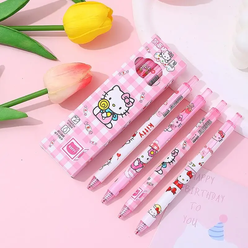 

4PCS Sanrio Hello Kitty Gel Pen Miniso Anime Cartoon Cute Kuromi Cinnamoroll Kawaii School Supplies Fashion Girls Holiday Gifts