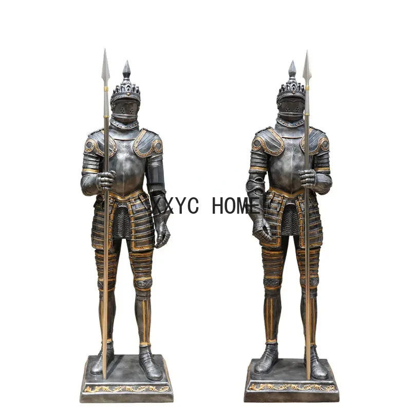 European-Style Welcome Character Decoration Retro Armor Warrior Bar Lobby Large Props