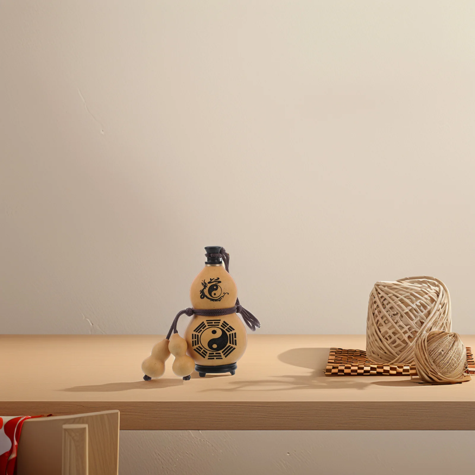 1 セット屋外ひょうたん水筒ストッパー付き中国風ポータブルフラスコハイキングキャンプ旅行用ナチュラルワインキャリア