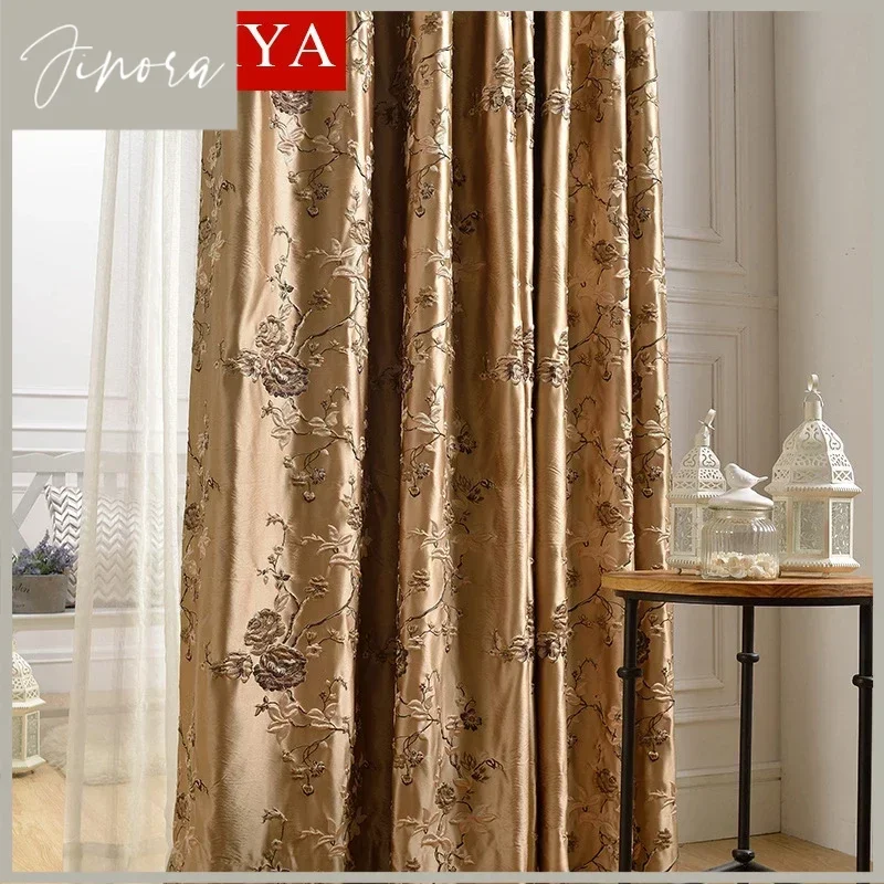 European Embroidered Fashion Simple Luxury Jacquard Curtains For Living Room Bedroom Blackout White Tulle Decor Window Elegant