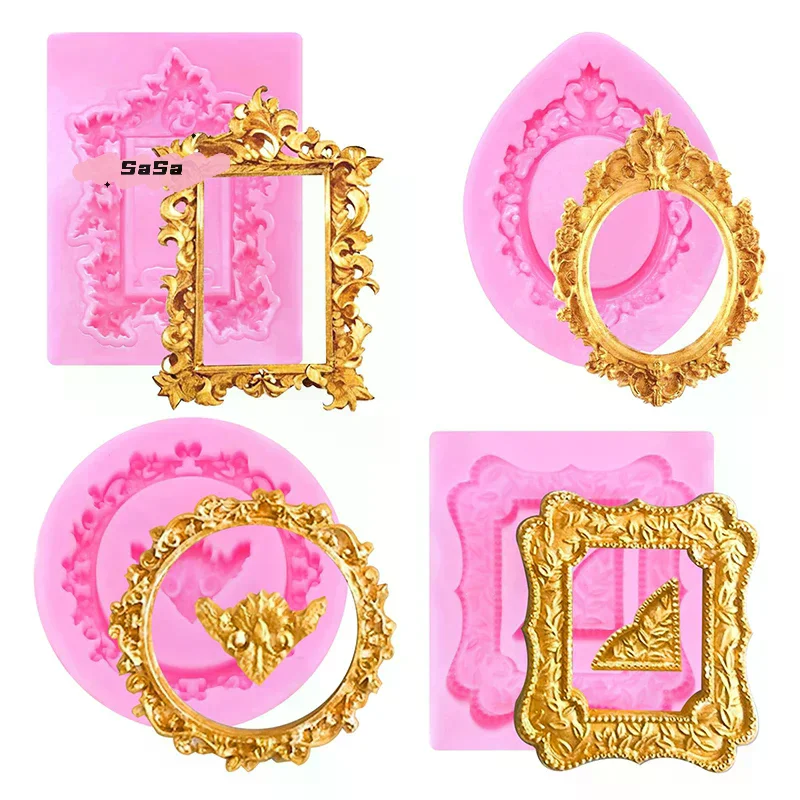 S-4Pcs Silicone Frame Molds For Chocolate, Mini Air Dry Clay Molds, Polymer Clay Molds, Photo Frame Molds