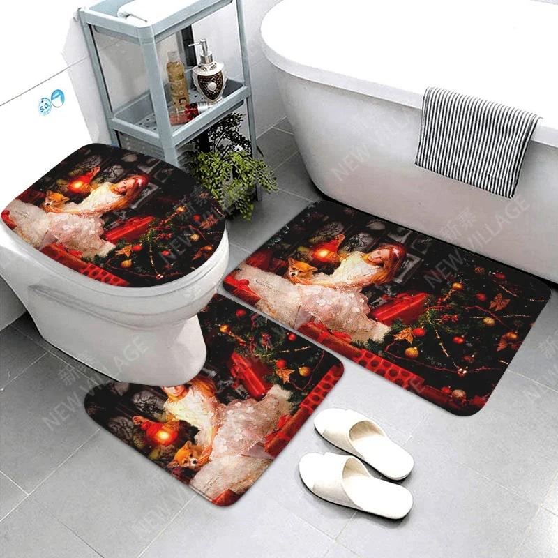 home bathroom floor mats Christmas animals Bath Foot mat modern bathroom accessories rug Toilet mat Bathtub anti-slip carpet