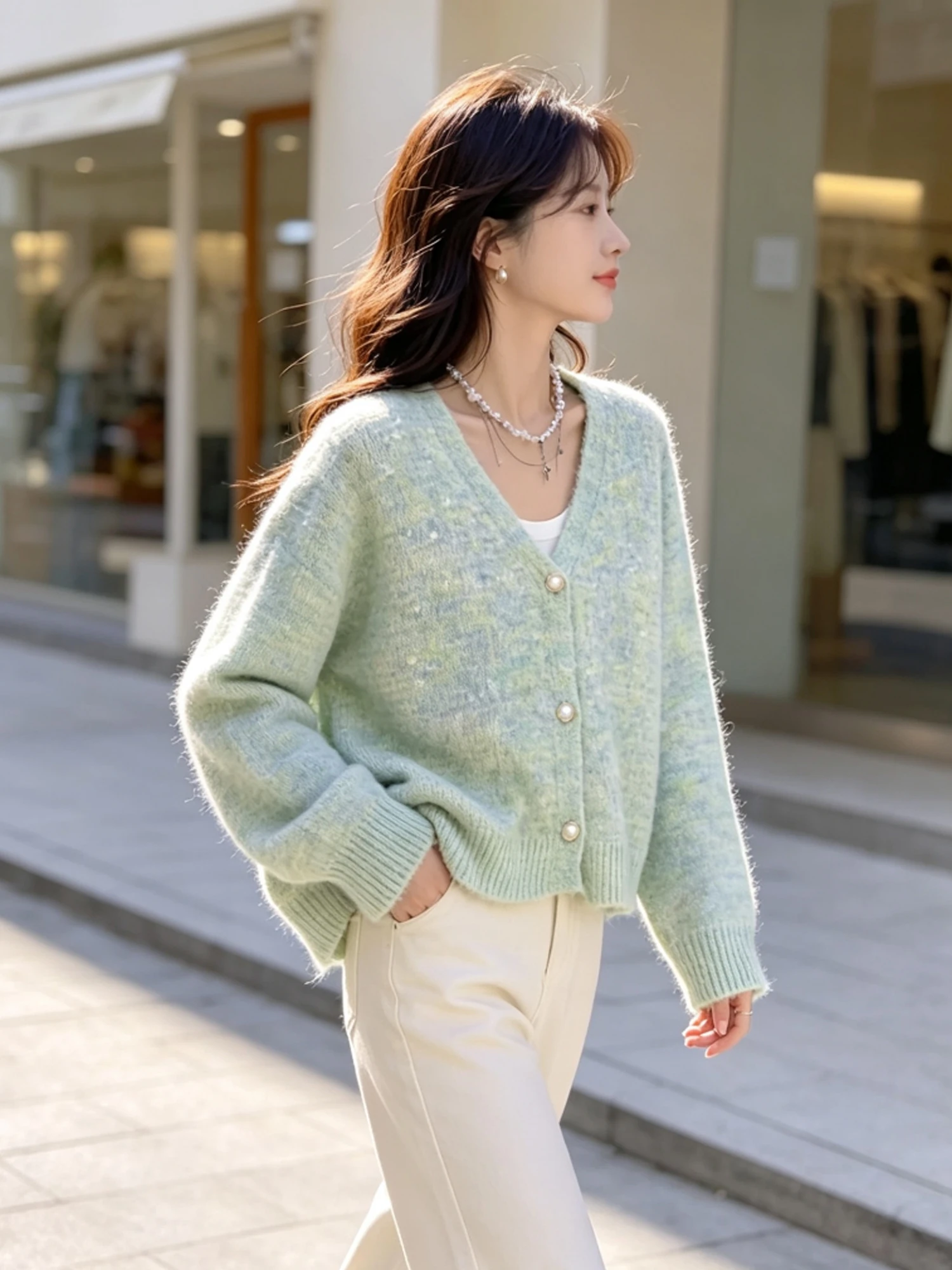Fashionable Glitter Knitted Open Cardigan Women's Long Sleeve Elegant Style Autumn Winter New Arrival Versatile Gentle Wind Top