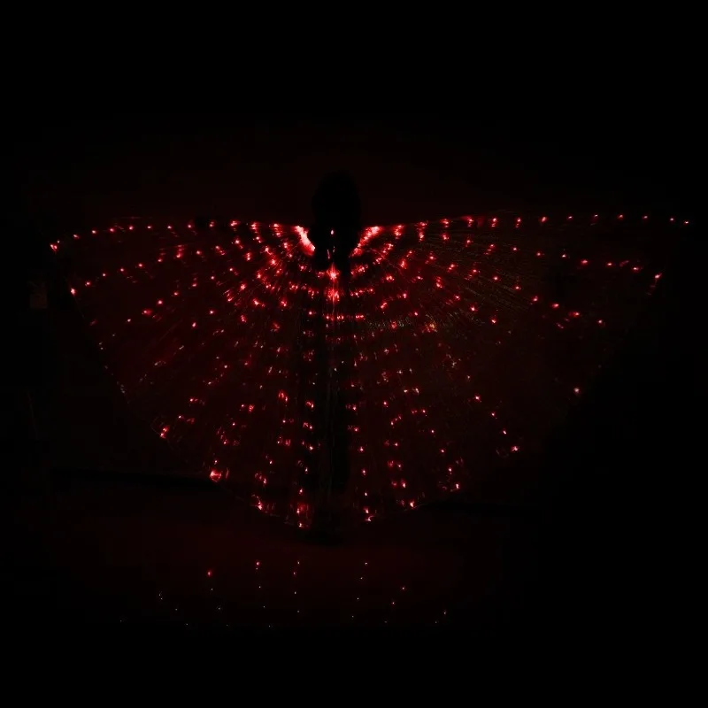 Alas LED de élite, capa de rendimiento iluminada, disfraz de danza del vientre de arcoíris de 360 grados, ropa Rave multicolor, accesorio para fiesta y espectáculo