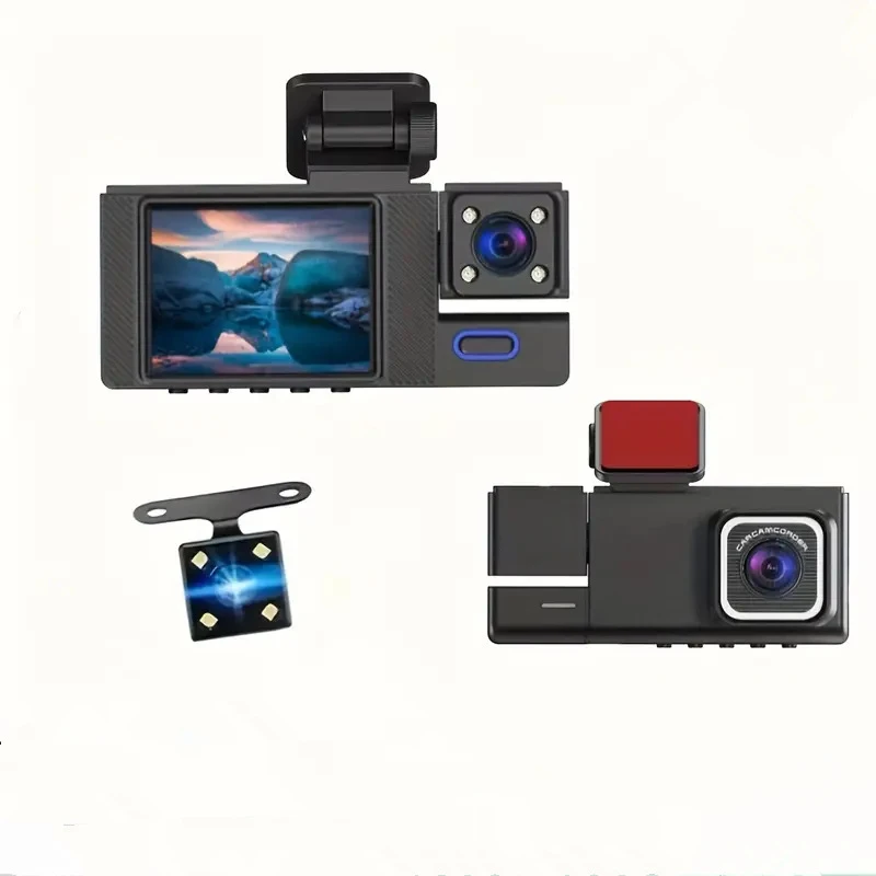 

High definition three-recording driving recorder, front and rear three-lens loop recording