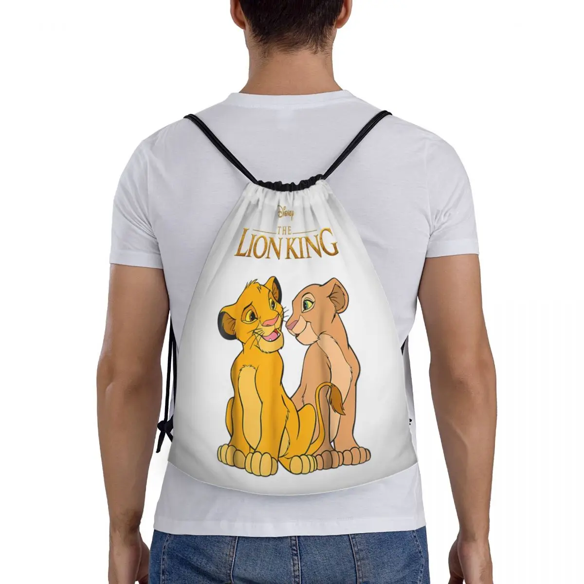 Custom The Lion King borsa con coulisse uomo donna pieghevole sport Gym Sackpack Cartoon Shopping zaini