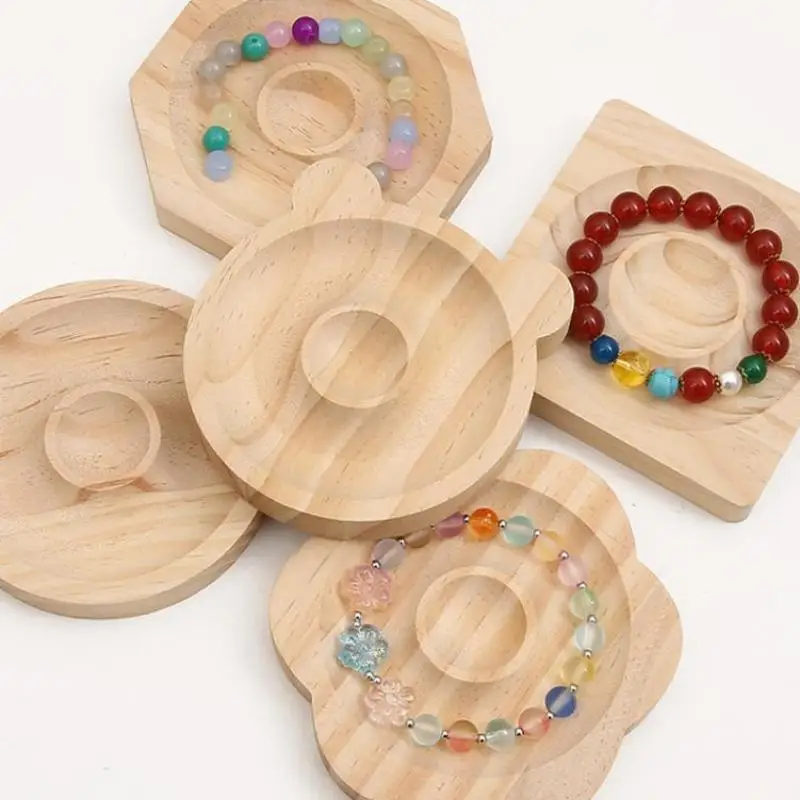 

Simple Solid Wood Jewelry Storage Tray Multi-Purpose Necklace Bracelet Wooden Display Tray High-Quality Jewelry Display Tool