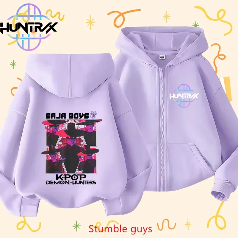 

Kids Anime Zip Hoodie Spring Autumn Kpop Demon Hunters Kawaii Boys Girls Clothes Match Sneakers