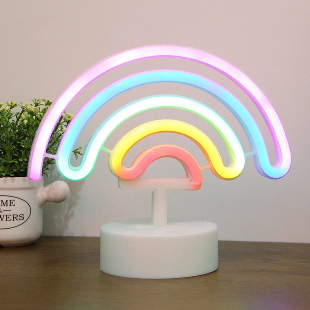 

1Pcs Rainbow Night Light LED Desktop Lamp for Bedroom Kids Room Decor Soft Light Tube Glow Bedside Table Lamp Stable Base
