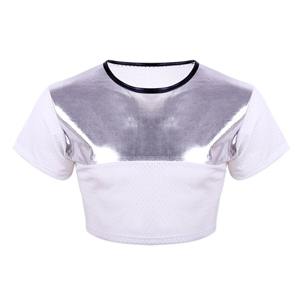 

Мужские повседневные блестящие сетчатые топы на бретелях с короткими рукавами, укороченные топы в стиле ночного клуба, модные сексуальные мужские тонкие дышащие жилеты