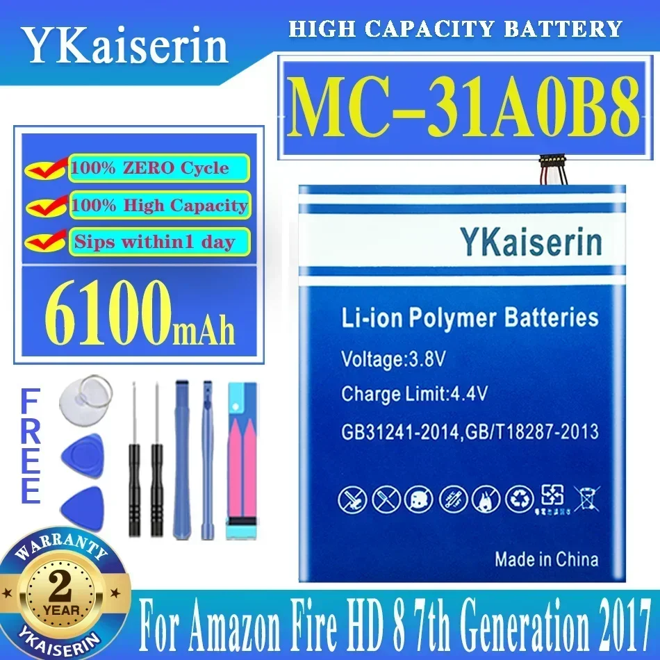 YKaiserin Battery MC-31A0B8 6100mAh For Amazon Fire HD 8 7th Generation 2017 Release SX034QT