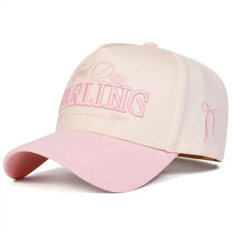 

Two Tone Embroidered Letter Baseball Cap Adjustable Sun Protection Leisure Hat For Adults