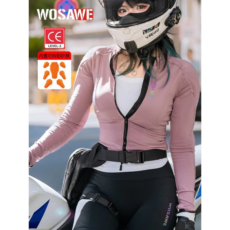 

WOSAWE Women Motorcycle Jacket Summer Rider Body Armor CE Certified Jacket Sport Protective Gear Shirt Motorcyclist Clothing
