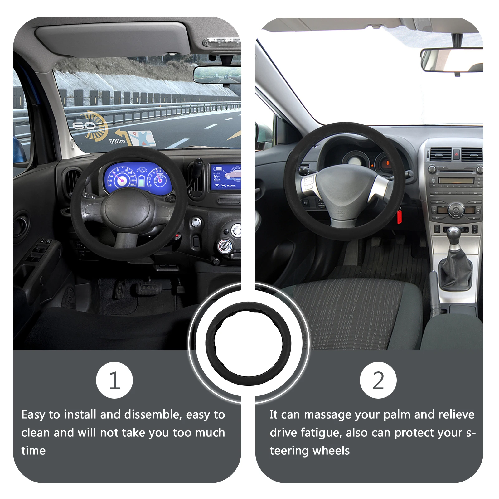 

Steering Wheel Cover Silicone Car Accessory Gel Protector Durable Practical Long Use Flexible Comfortable Driving