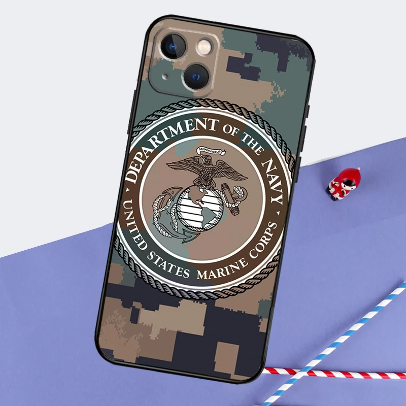 USMC Marine Corps Art Phone Case For iPhone 16 15 11 12 13 14 Pro Max Mini XS XR X 7 8 Plus Soft TPU Cover