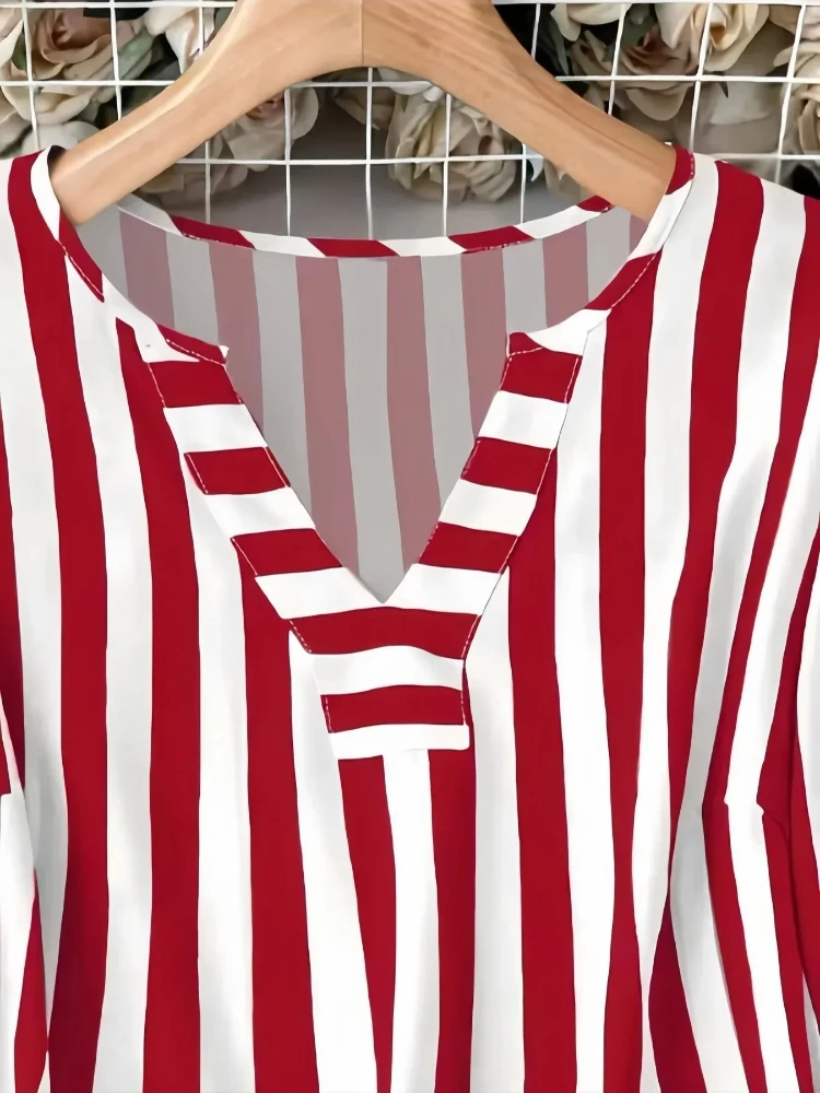 プラスサイズの女性 Tシャツファッション春チェック柄 V ネックジャンパー光通気性トップスヨーロッパとアメリカンスタイルのビーチ旅行服