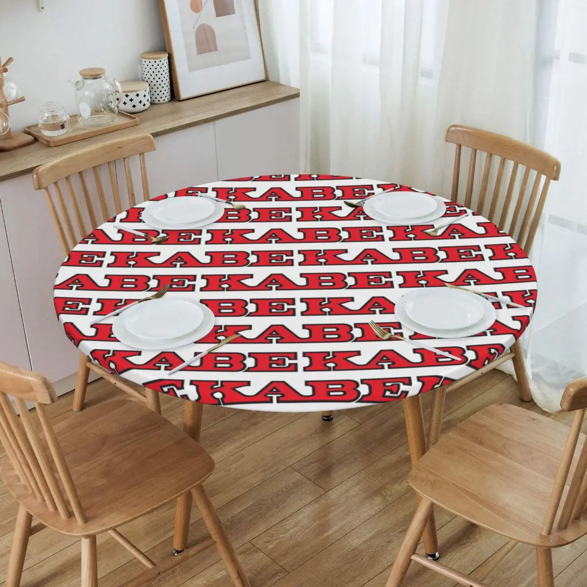 Kabe Caravan Waterproof Round Tablecloth Oilproof Table Cloth for Kitchen Events Dining Table Cover