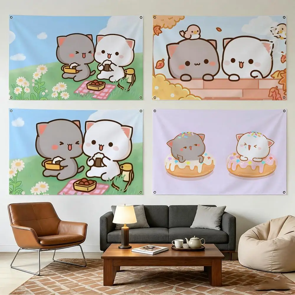 P-Peach And Goma Cute Flags Wall Hanging Outdoor Garage Room Decorative Fashion Gift Background