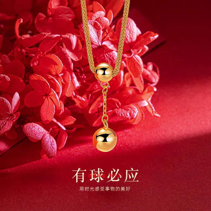 الفاخرة 24K 9999 الذهب الخالص الذهب الحقيقي ثعبان العظام الخرز قلادة المرأة سلسلة الترقوة