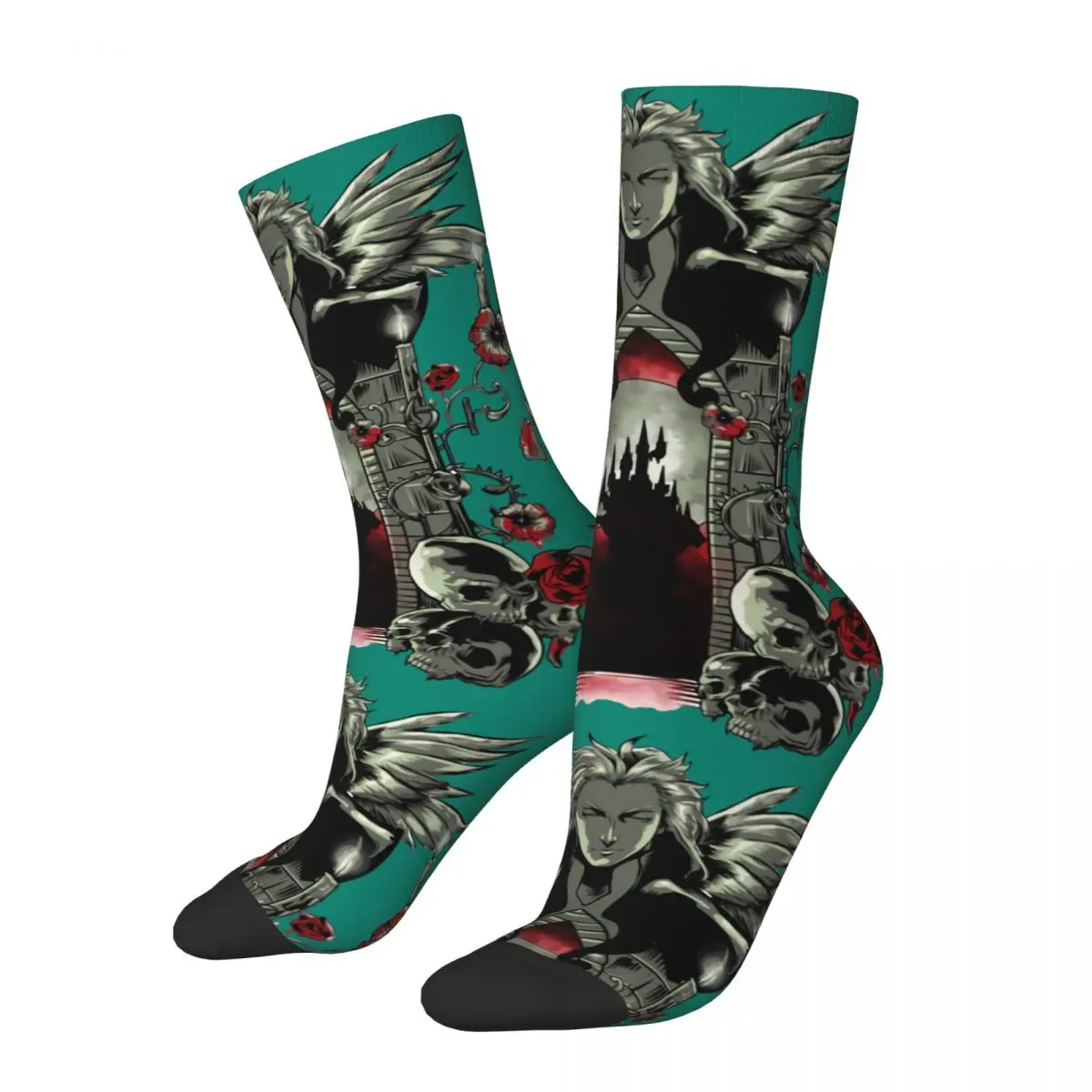 

Hip Hop Vintage Blood And Roses Crazy Men's compression Socks Unisex Castlevania Harajuku Seamless Printed Funny Novelty Happy