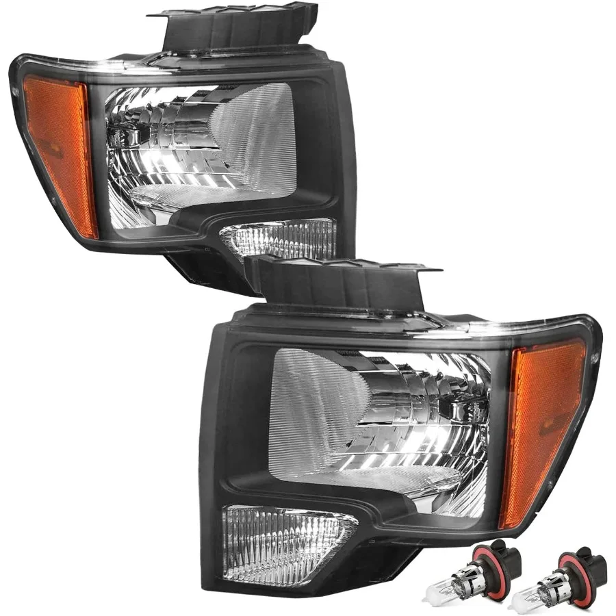 

Фара в сборе с заменой лампочек для пикапа F150 20092014 годов, черный корпус со стороны водителя и желтого цвета Ref