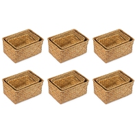 18X Seagrass Storage Basket, Multisize Handmade Rattan Shelf Baskets & Home Storage Bins Baskets For Decoration