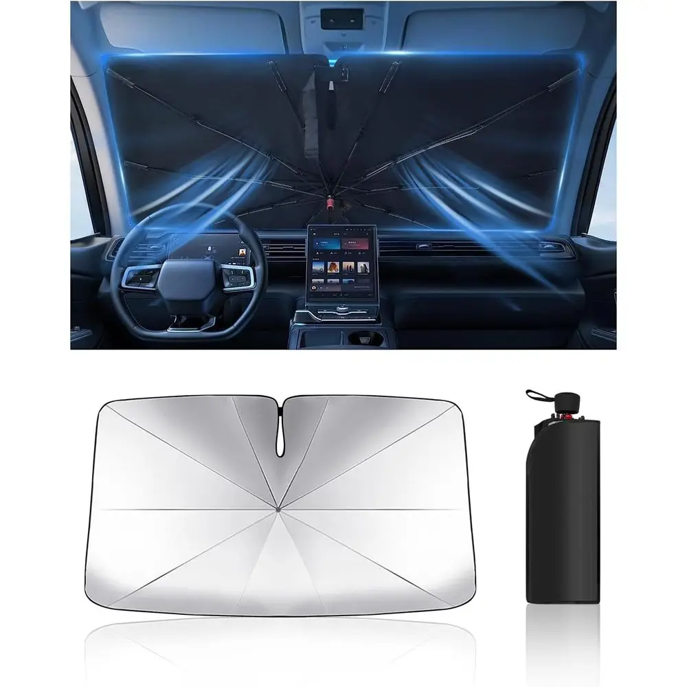 

Складной солнцезащитный зонт-шторка для лобового стекла автомобиля с отражающим покрытием и гибкой ручкой, блокирующий тепло, для внедорожников, грузовиков, седанов