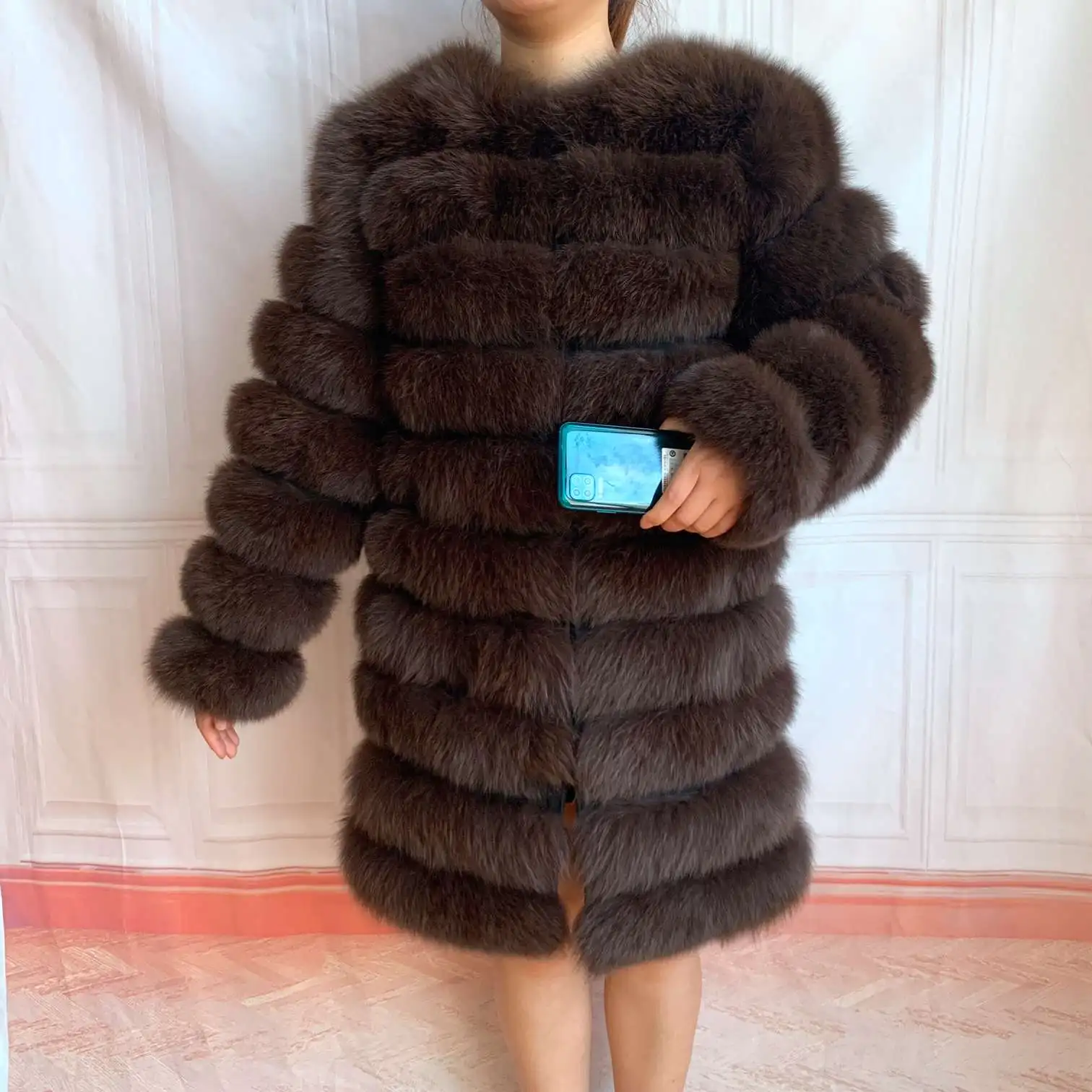 NEW 4in1 Real Fox Fur Long Coat Winter Coat for Women Jackets Vest Winter Outerwear Women Fox Fur Coat High Quality Fur Clothes