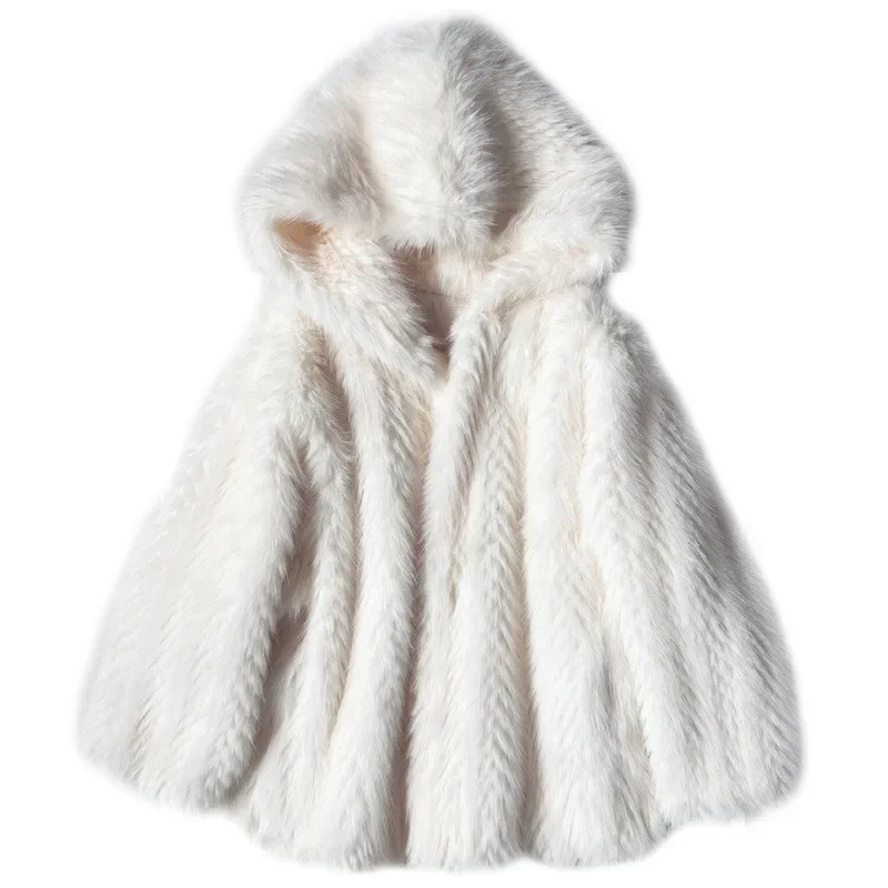 Cappotti di peluche per donna Moda Tinta unita Capispalla con cappuccio Cappotto di pelliccia allentato Fourrures Femmes Tenere al caldo Stile straniero Alla moda