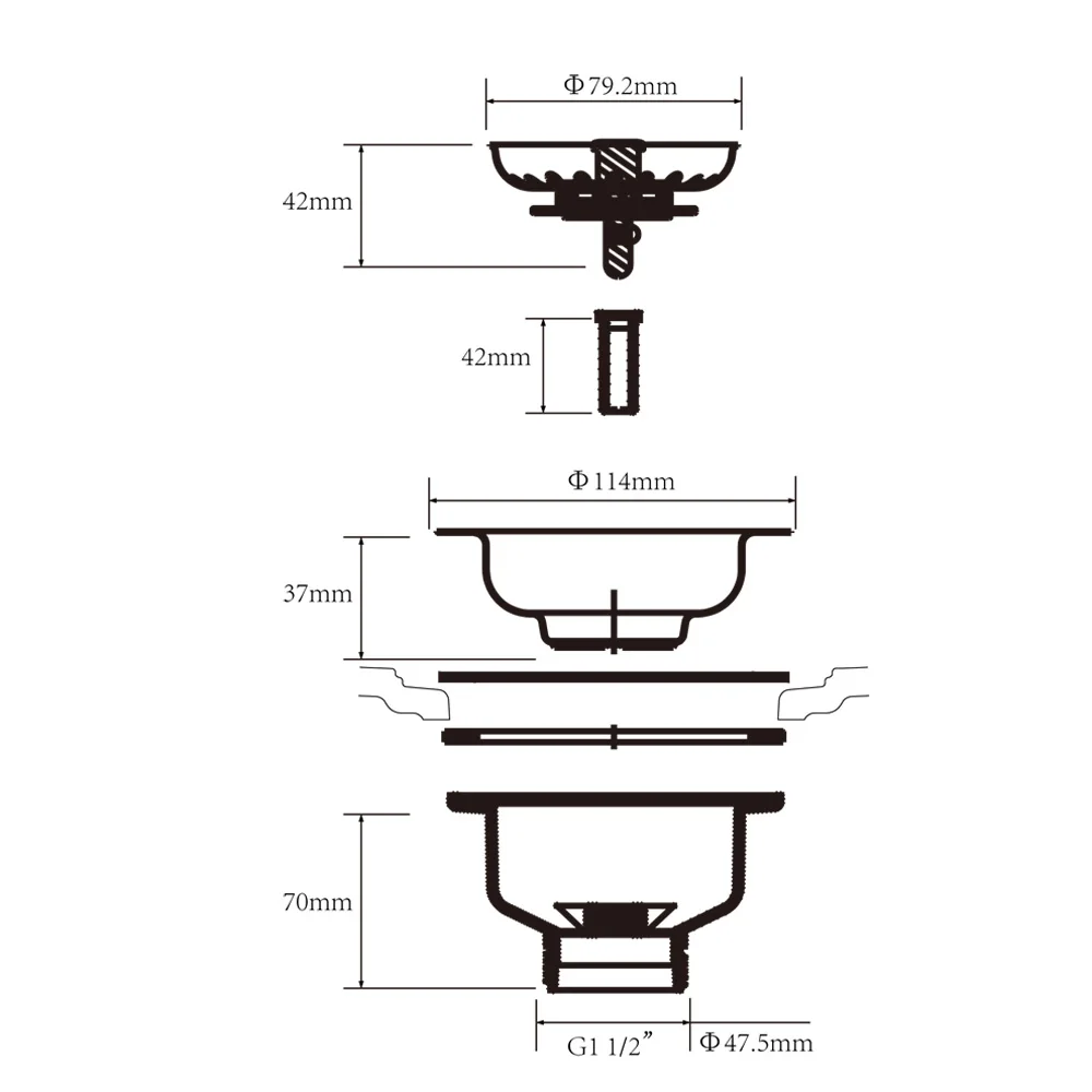 Talea-Stainless Steel Kitchen Sink Drain, Tigela Tipo Filtro, Shell plástico, XK223C048