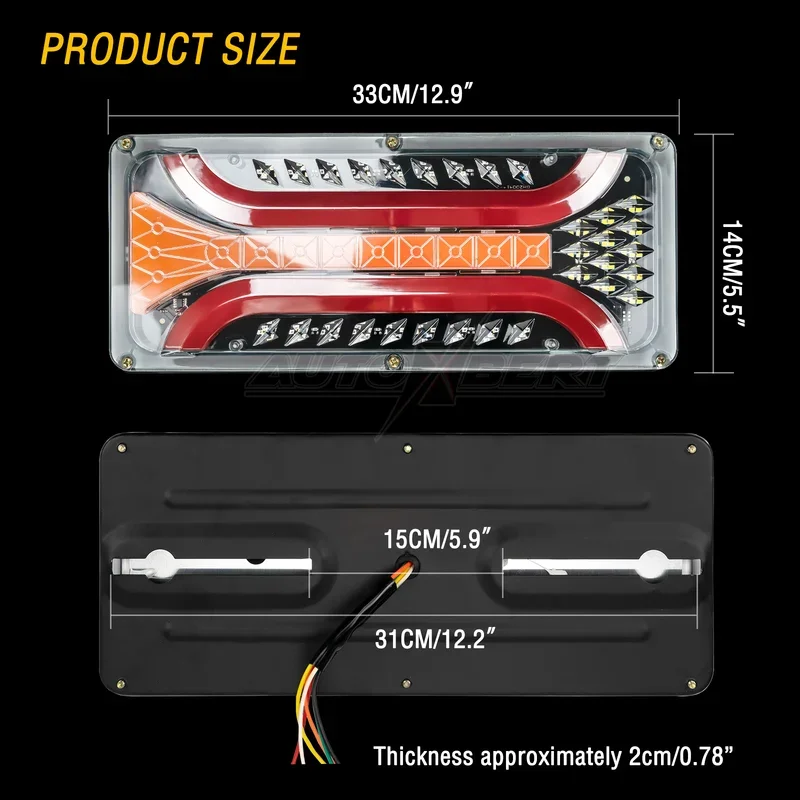 2x24V LED Car Truck Tail Lights Taillight Rear Brake Light Indicator Stop Signal Lamp Trailer Caravan Lorry Caravan Bus Boat RV