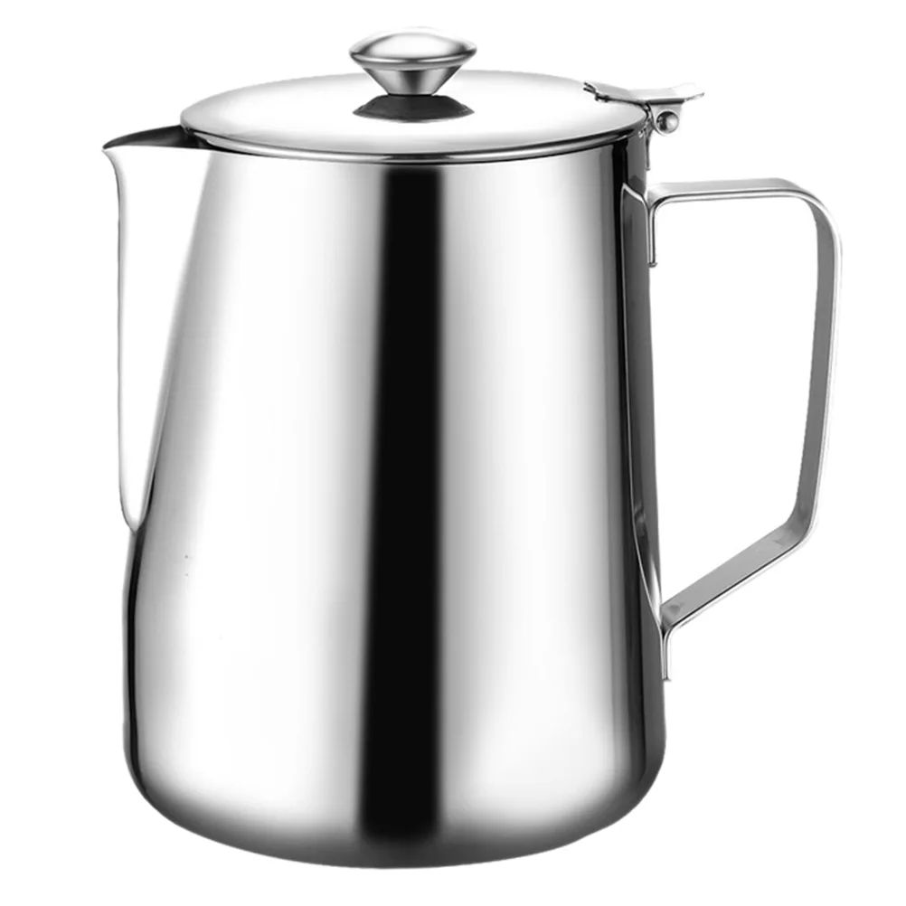 

Stainless Milk Pouring Jug 600ml Capacity Easy Pour Humanized Design Smooth Edges Handle Espresso Frothing
