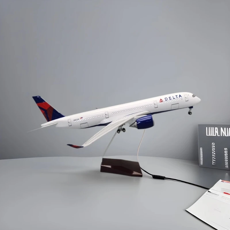 47CM Scale Large Model Airplane Air-bus 350 A350 Delta Air Lines Aircraft Models Diecast Plastic Resin Model Planes Collection