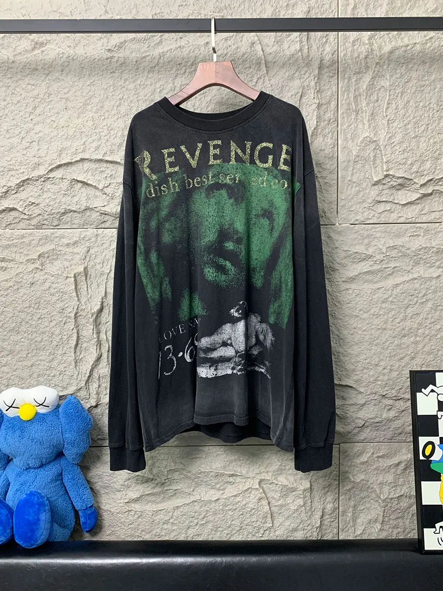 

Мужская футболка с длинным рукавом в стиле ретро, свободного кроя, из хлопка, с графическим принтом, для осени, дышащая, комфортная