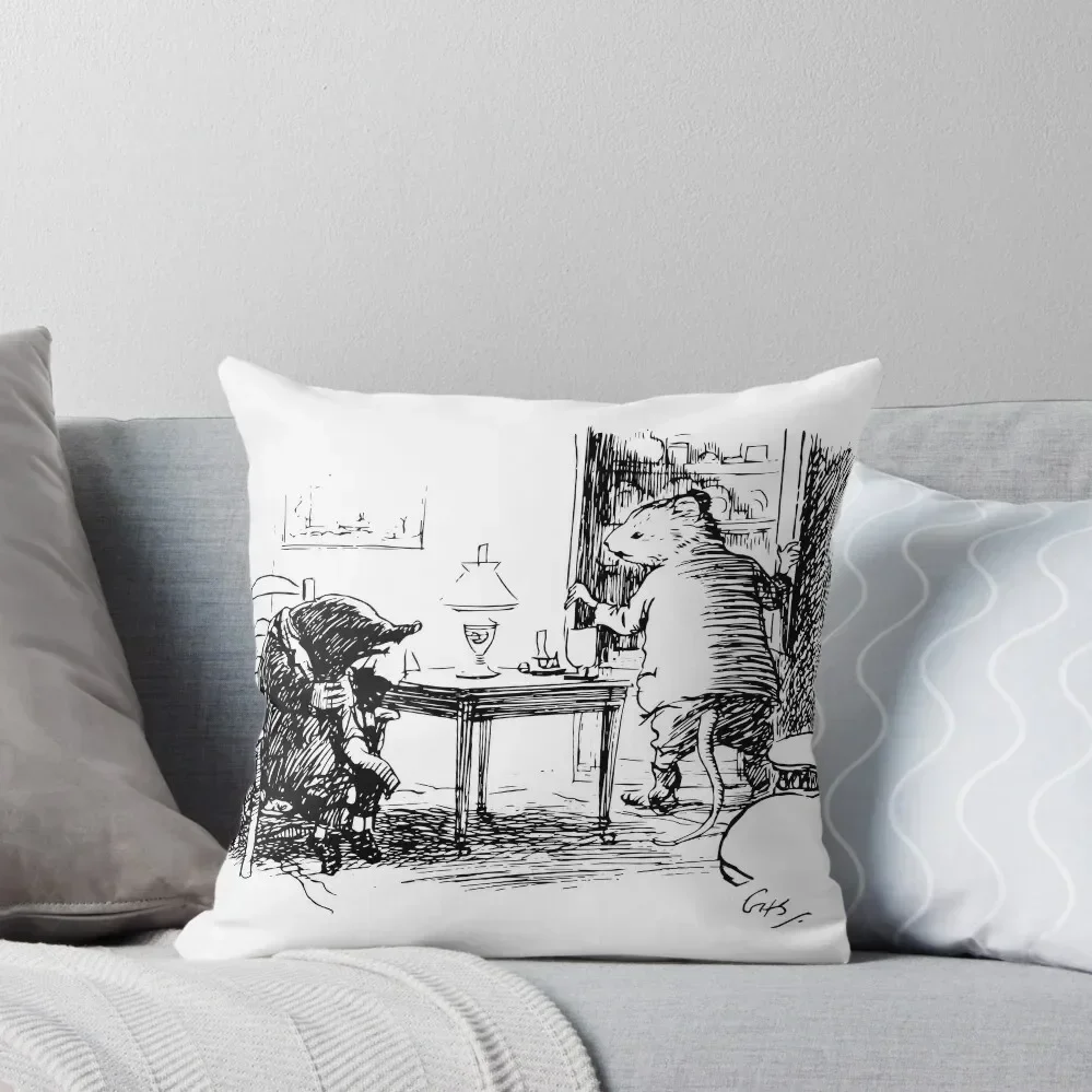 

Mole and Rat - Wind in the Willows - Vintage Art Throw Pillow ornamental pillows Ornamental Pillow Sofa Cushions Covers pillow