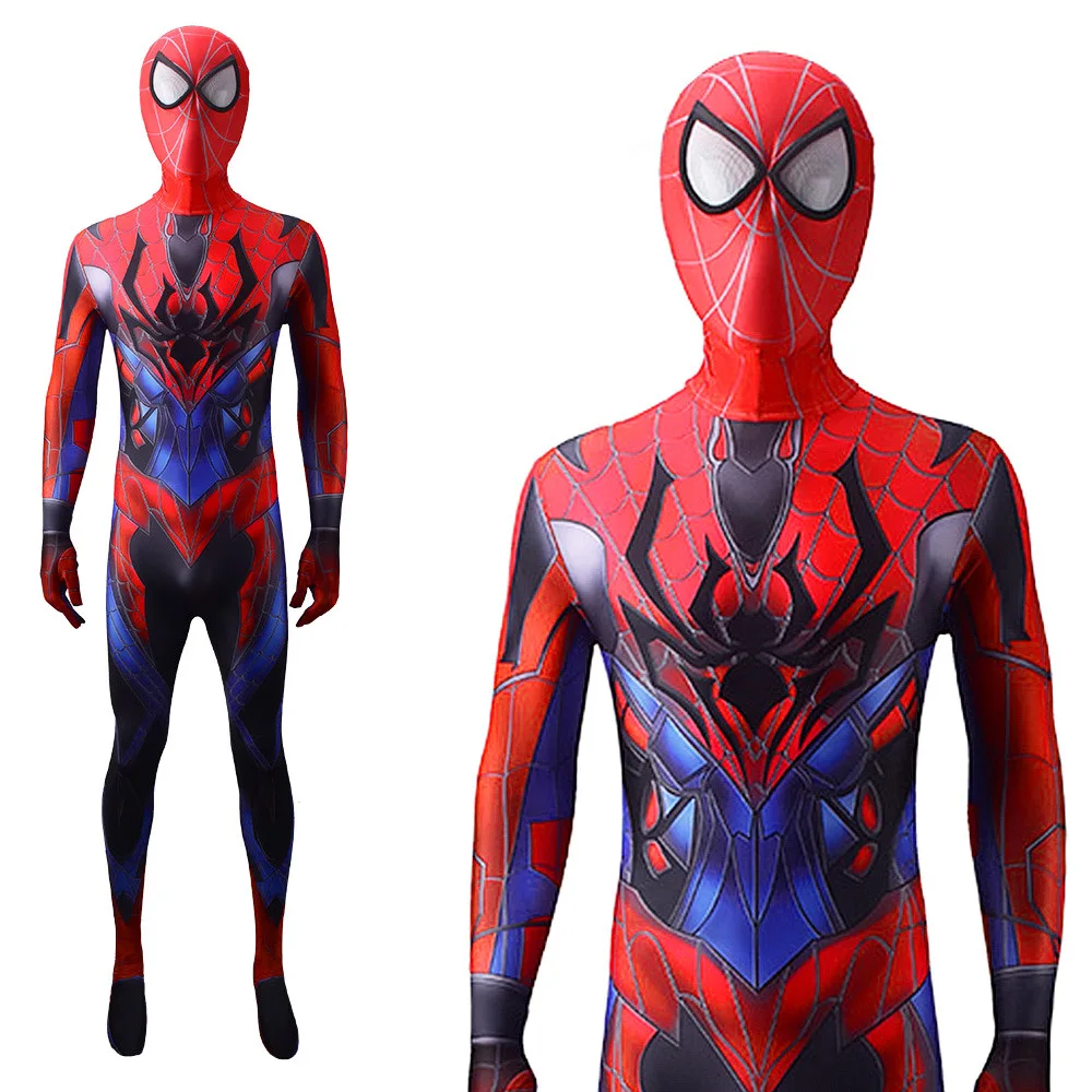 Disfraz de superhéroe de Spiderman KAI para adultos y niños, traje de Spandex Spidey, mono Zentai para Halloween